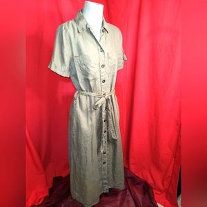 Magaschoni linen button up shirt dress